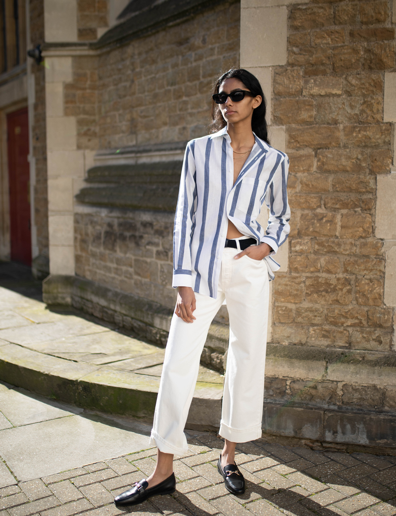 The Boyfriend: Weave, Navy Blue Stripe