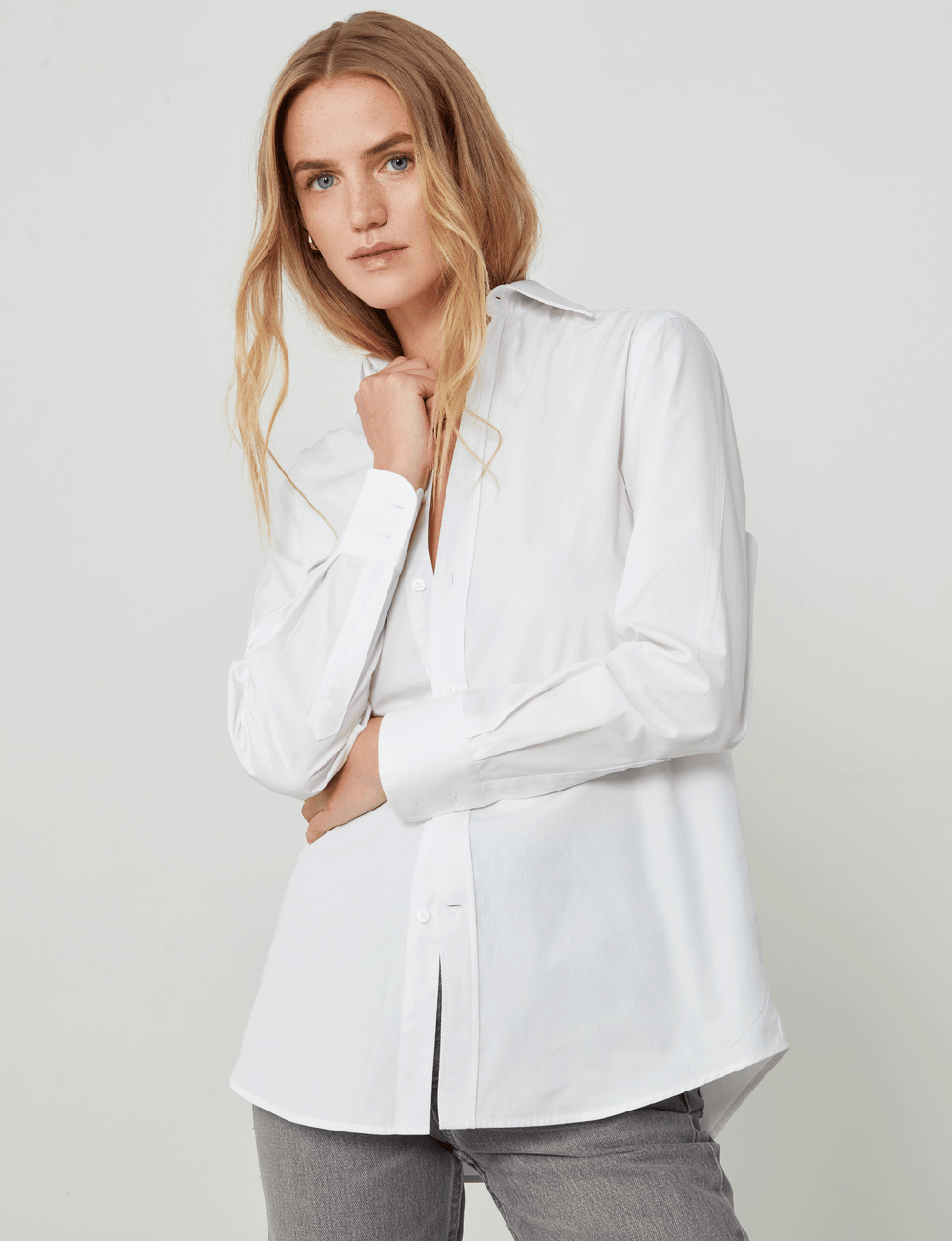 Lily Poplin Boyfriend Shirt Micro Pinstripe Navy/White main image 1