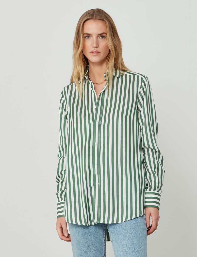 White and best sale green striped shirt