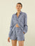 The Classic: Linen Shirt & Boxer Set, Navy Blue Gingham