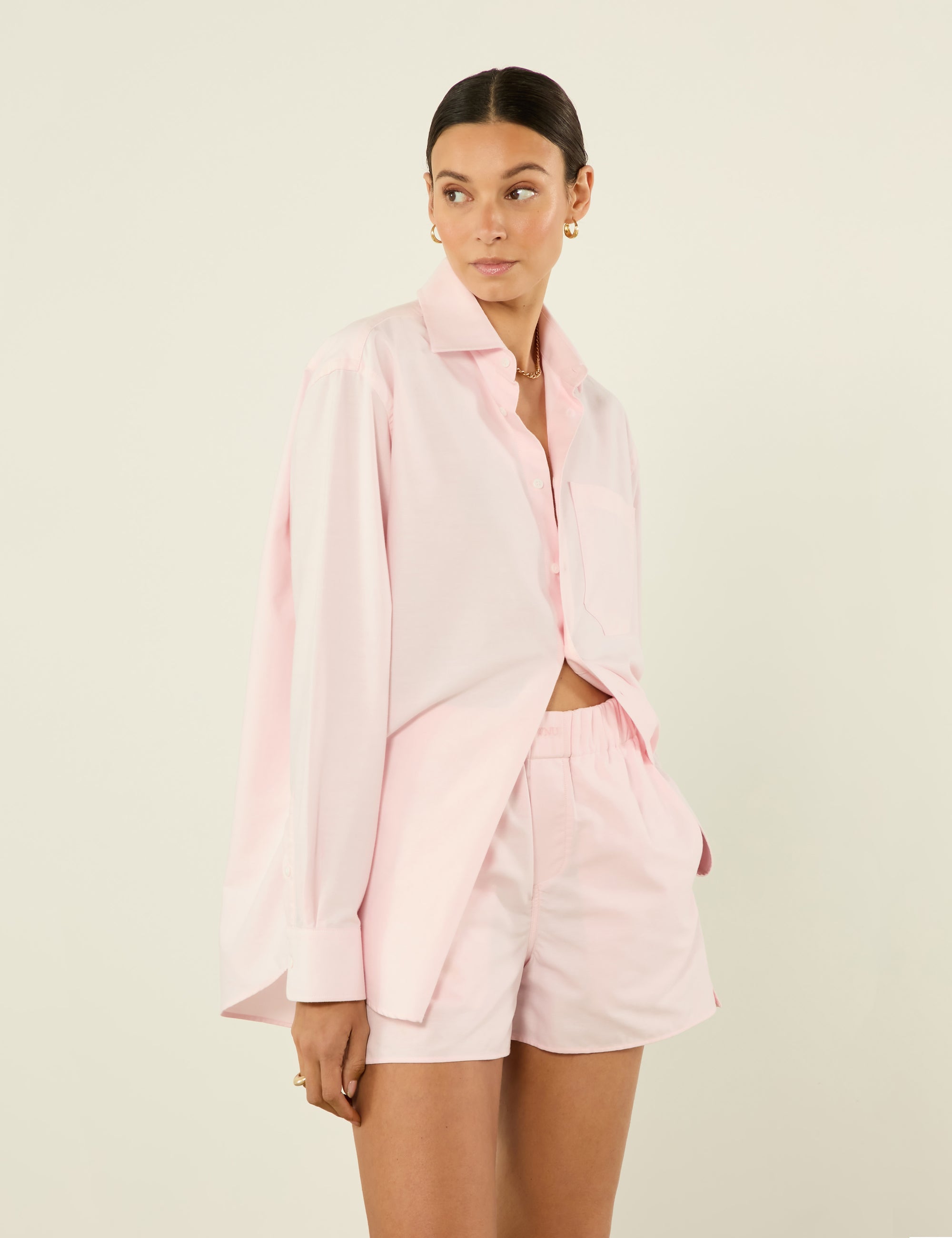 The Oversized: Oxford Shirt & Boxer Set, Rose Pink