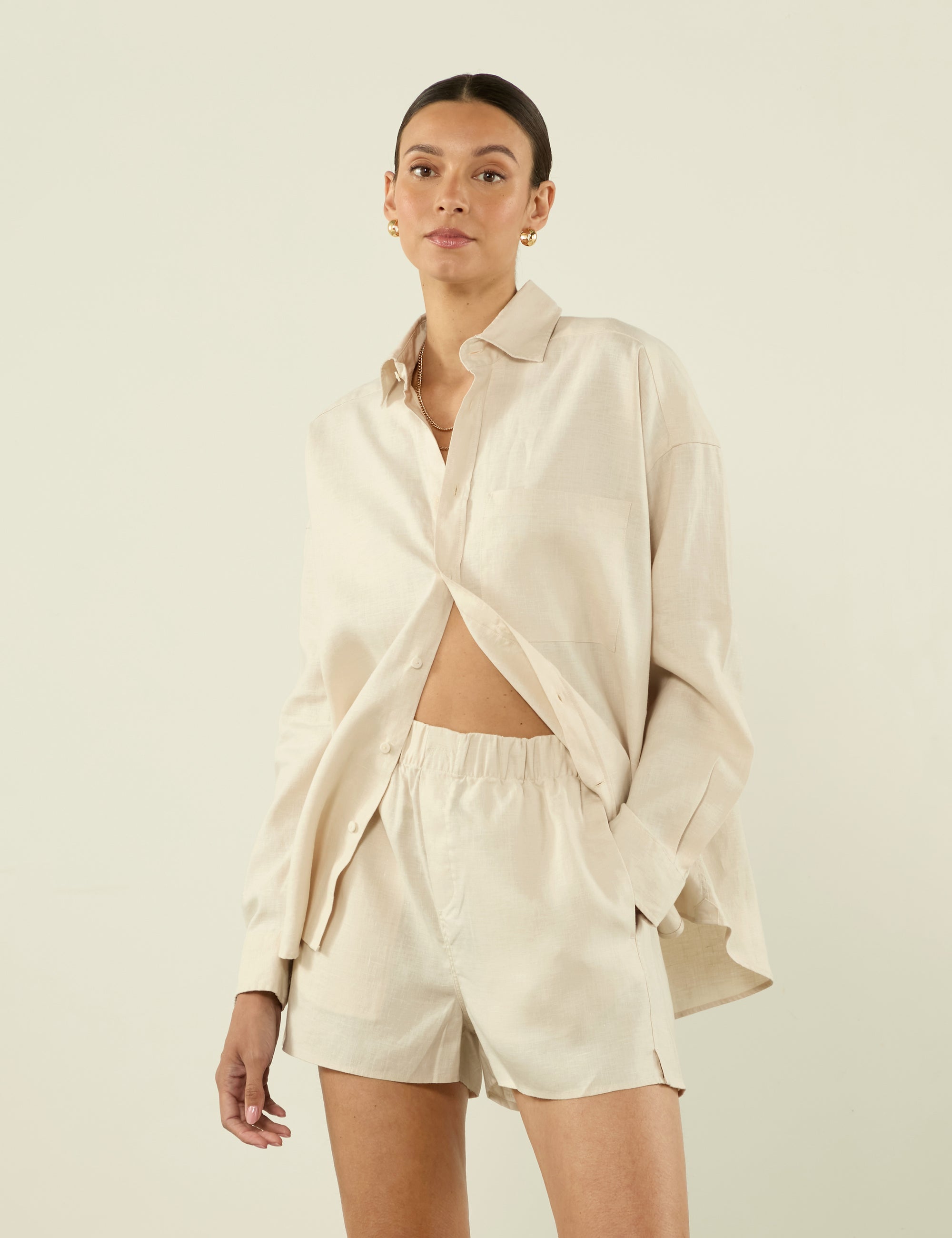The Weekend: Hemp Shirt & Boxer Set, Parchment