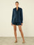 The Boyfriend: Linen Shirt & Boxer Set, Navy Blue