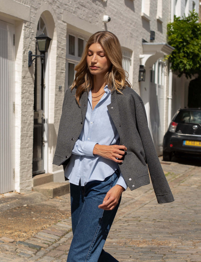 The Classic: Fine Brushed, Dusty Blue – With Nothing Underneath