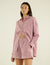 The Weekend: Seersucker Shirt & Boxer Set, Pink & Berry Stripe