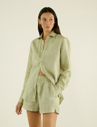 The Boxer: Linen, Sage Green