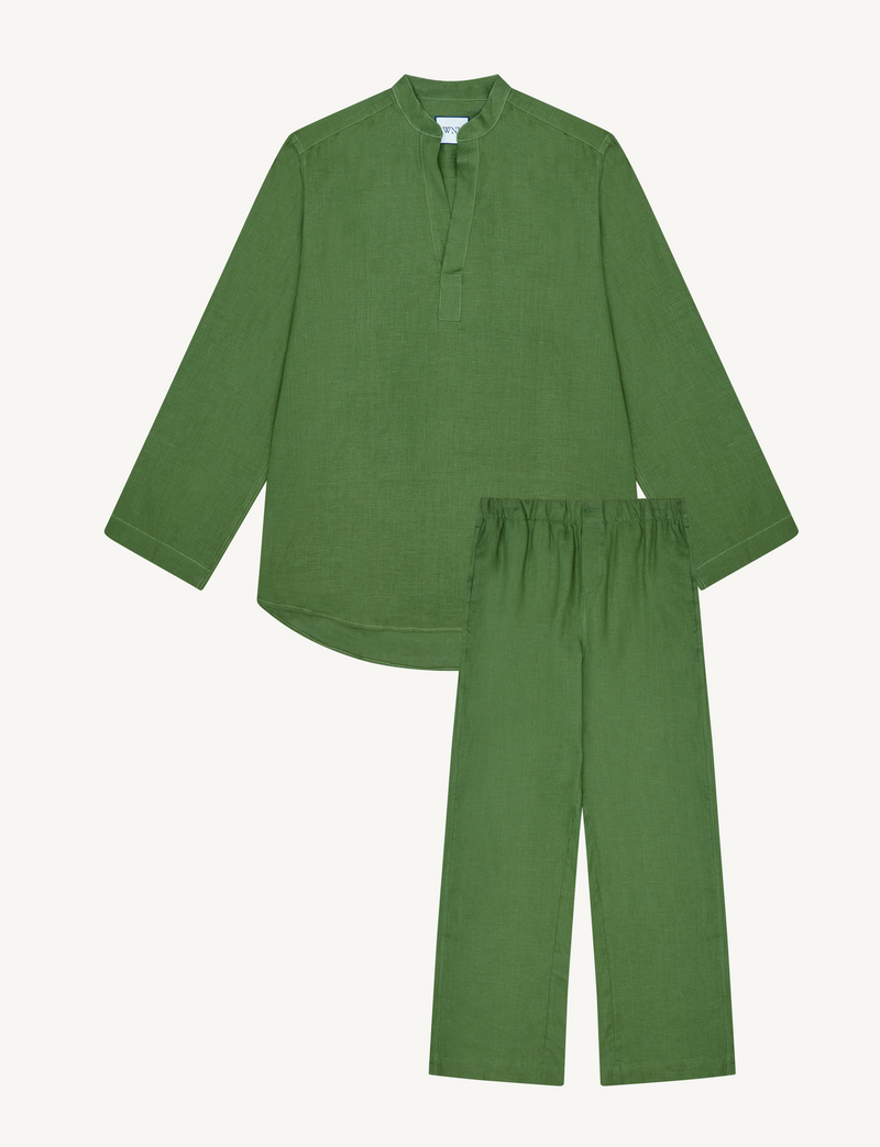 Harrods x WNU The Palazzo Set Linen, Green With Nothing Underneath
