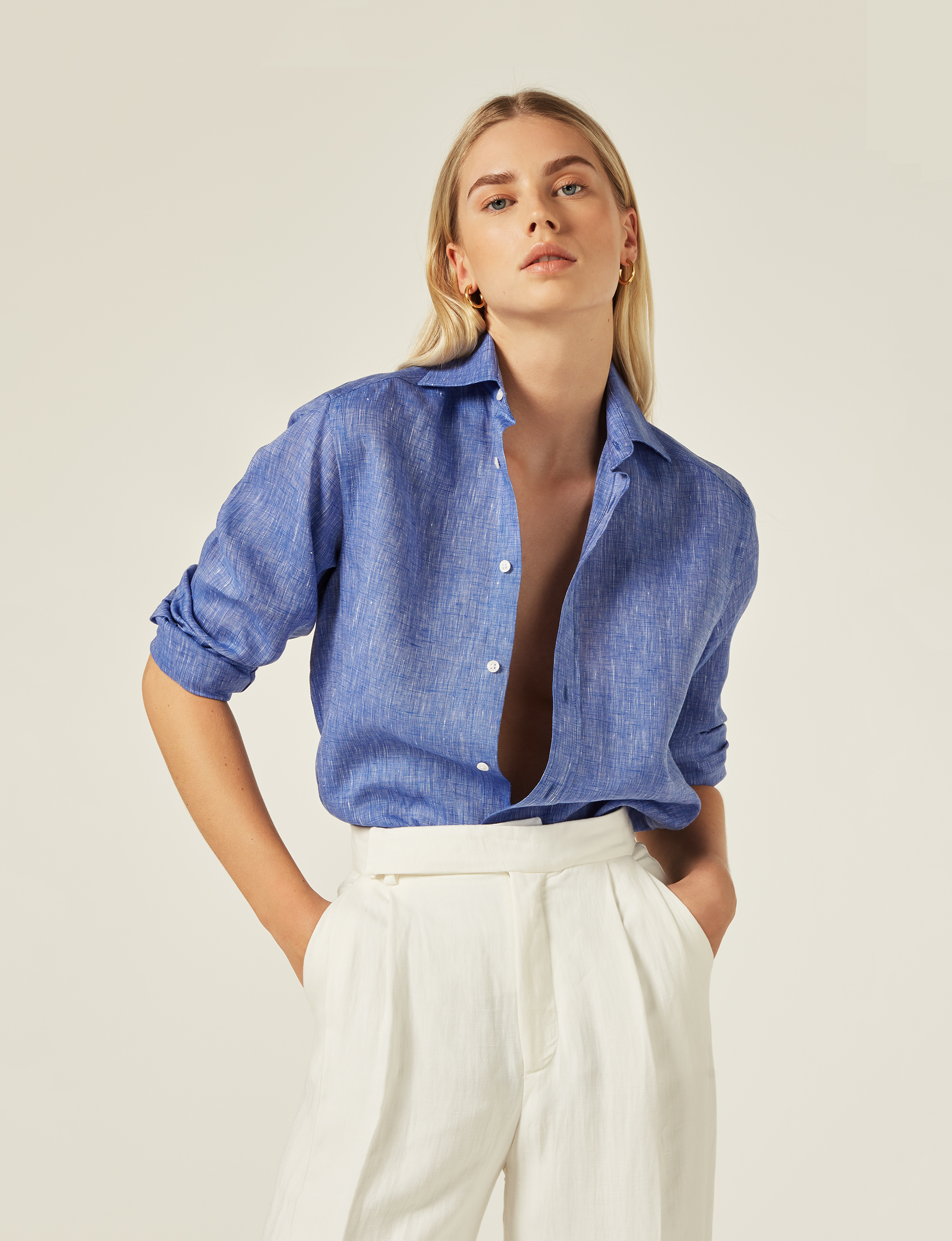 LAPIIS OVERSIZED CHAMBRAY SHIRT 【NAVY】(Women's Blue LAPIIS OVERSIZED CHAMBRAY SHIRT 【NAVY】(Women's Blue