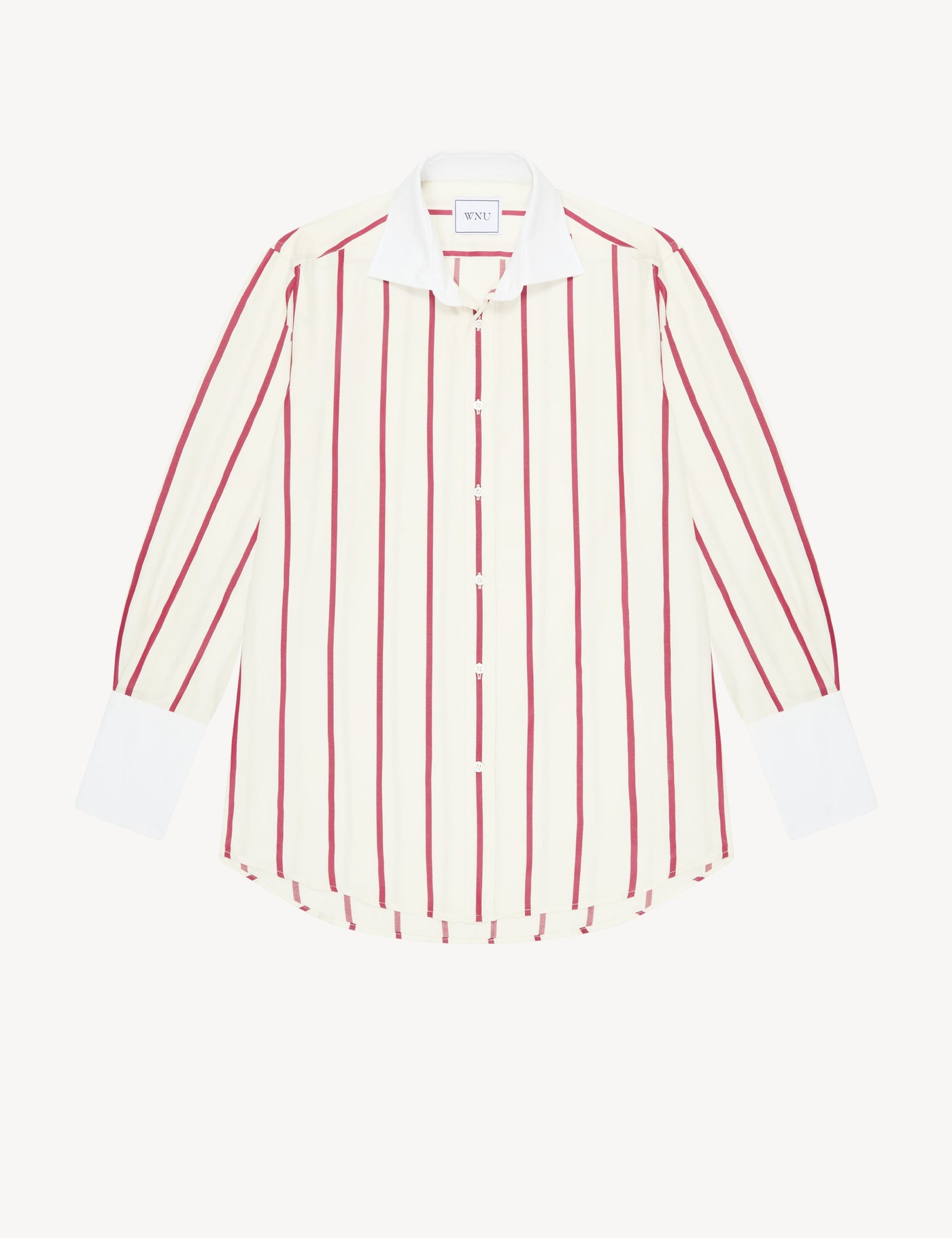 The Boyfriend Exaggerated Cuff: TENCEL™ Lyocell, Burgundy Stripe