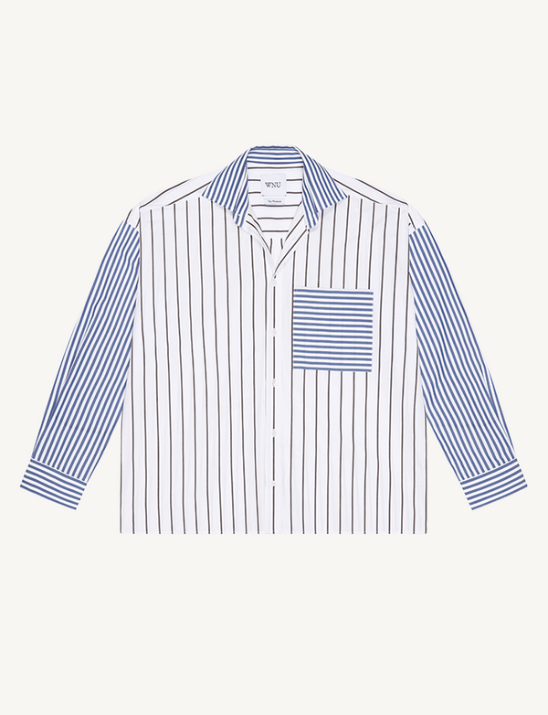 The Weekend: Poplin, Midnight and Royal Blue Stripe Patchwork