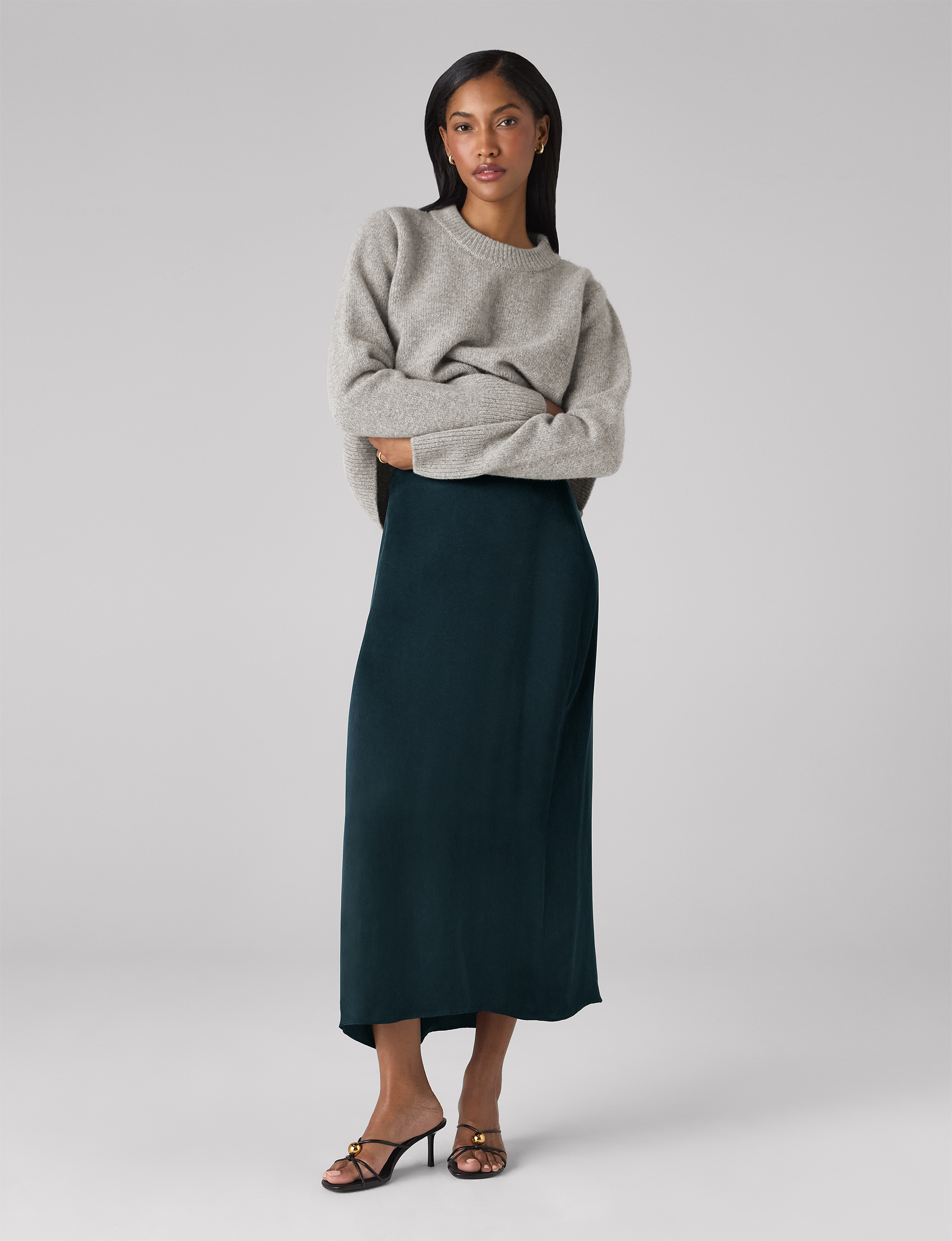 Vita Skirt: Cupro, Navy Blue