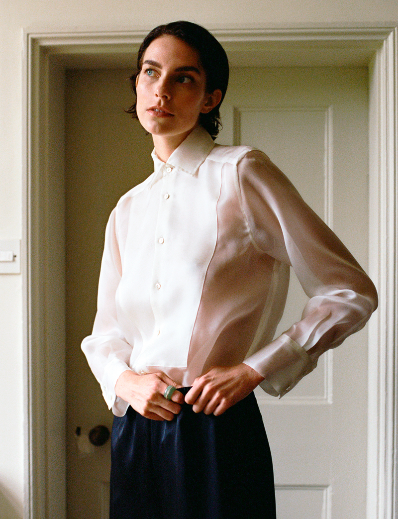 The Dress Shirt Silk Organza Ivory With Nothing Underneath