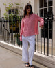 The Set: Fine Poplin Red Gingham Blouse & Fine Poplin White Trouser
