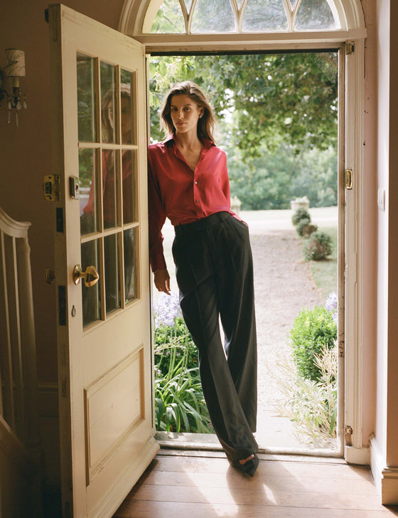 Rampling Trouser: TENCEL™ Lyocell Satin, Black