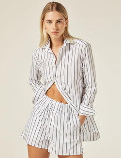The Short: Poplin, Midnight Blue Stripe - With Nothing Underneath
